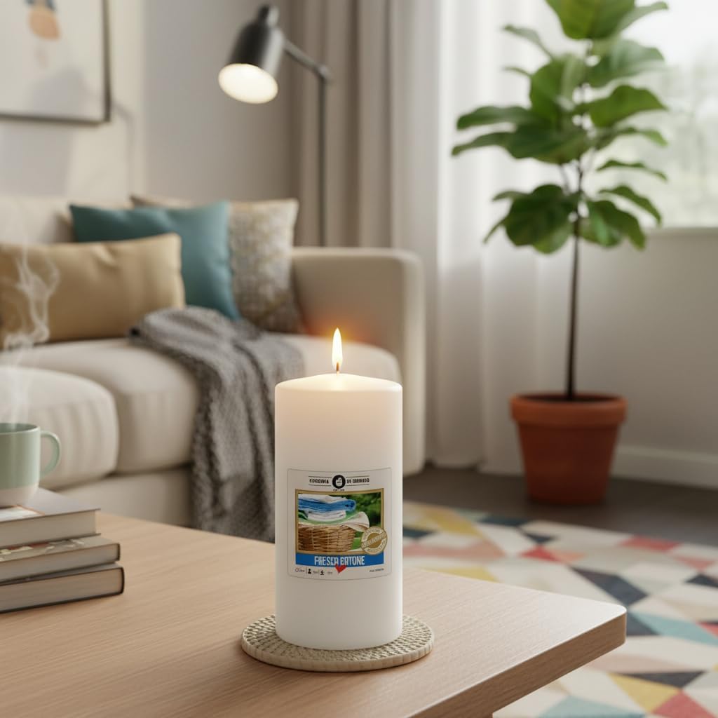 Scented Cotton Candle Diameter 6 cm H 15 cm Allergen Free