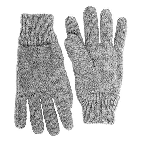 SANREMO Unisex Kids Knitted Fleece Lined Warm Winter Gloves (4-7, Light Grey) Cover