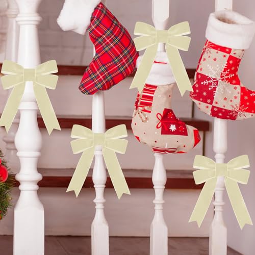 Image of Tsorode 10 Yards Cream Velvet Ribbon for Christmas Tree,1 Inch