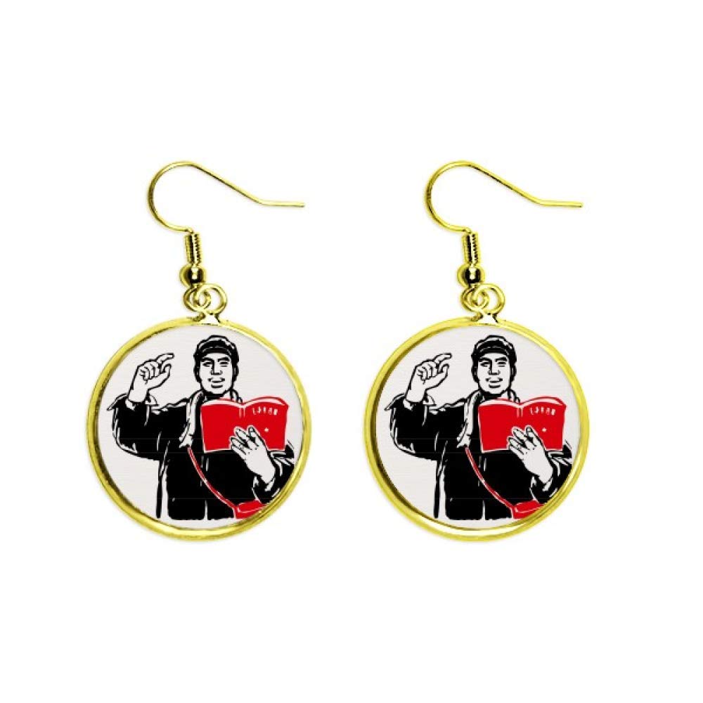 Pendientes largos rojos de estilo chino con libro para mujer 2