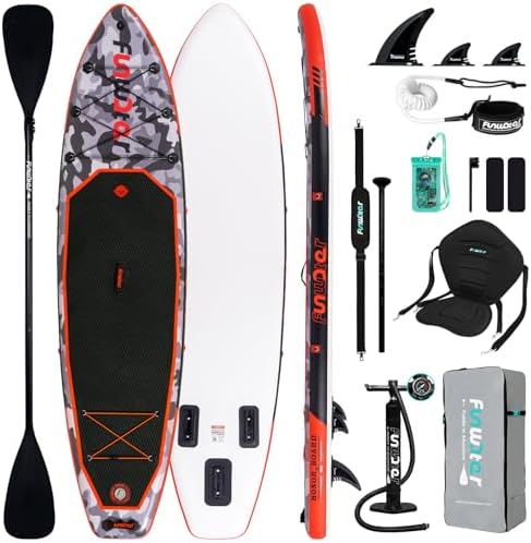FunWater Inflatable Stand Up Paddle Board with Premium SUP Paddleboard Accessories, Anti-Slip EVA Deck, Paddle Boards for Adults & Youth of All Skill Levels