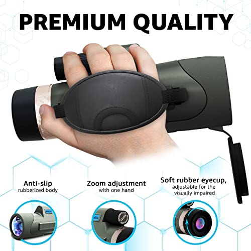 Telescópio monocular 12 x 50 de alta potência com tripé adaptador para smartphone e bolsa portátil,