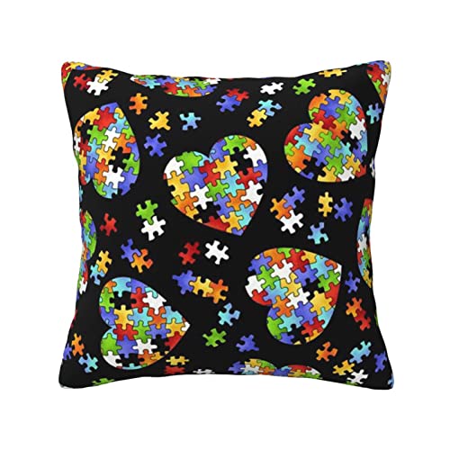 Autism Awareness Puzzle Pieces Heart Throw Pillow,16X16 Inch,For Living Room Bedroom Sofa Couch Outdoor Pillow Covers #TOP7