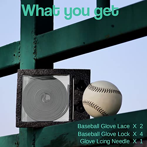 Glove Relacing Kit For Baseball Or Softball Mitts,2 Strips Of 79 Inch Long Cowhide Leather With Glove Lacing Needle, 4 Pack Baseball Glove Locks, Supple And Thicker Baseball Glove Lace (Black) #TOP6