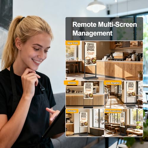 Image of 43Inch 4K Inch Floor Standing Digital Signage, 1000nits High Brightness Advertising Display, Digital Signage with CMS /U-Disk Plug&Play, Split Screen, 7 /24 Timer switch,HDMI /USB /WiFi /Android OS