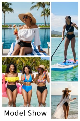 Image of Tempt Me Womens High Cut High Waisted Bikini Bottoms Tummy Control Bathing Suit Bottoms Swim Bottom Swimsuit Bottom