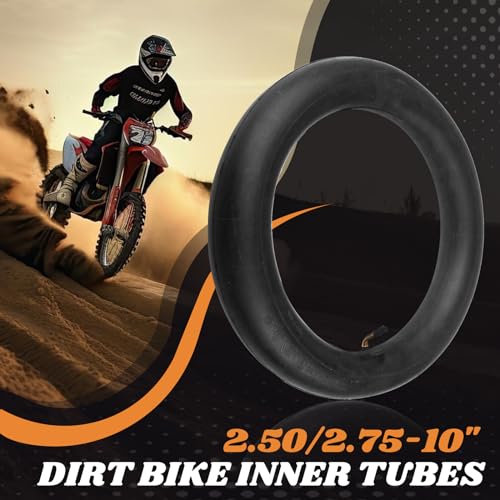 Image of AR-PRO (2-Pack) 2.50 /2.75-10 Dirt Bike Replacement Inner Tube Heavy Duty with TR-87 Bent Valve Stem, Compatible for Honda Crf50 /Xr50, Razor MX650 / MX500, Suzuki DRZ70 / JR50, Yamaha PW50