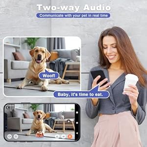 2K Pet Camera Security Dogs Camera On Device AI Tracking and Pet Monitoring 360 View with Treat Dispenser Local Storage 2 Way Audio Phone App Motion Only Alert Blue