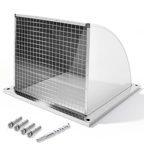 Image of 304 Stainless Steel Outdoor Wall Vent Cover, Exterior Dryer Vent Outlet Grille Louvered Duct Ventilation with Mesh Screen and Tool for Storage Room, Kitchen and Bathroom,16 inchx16 inch
