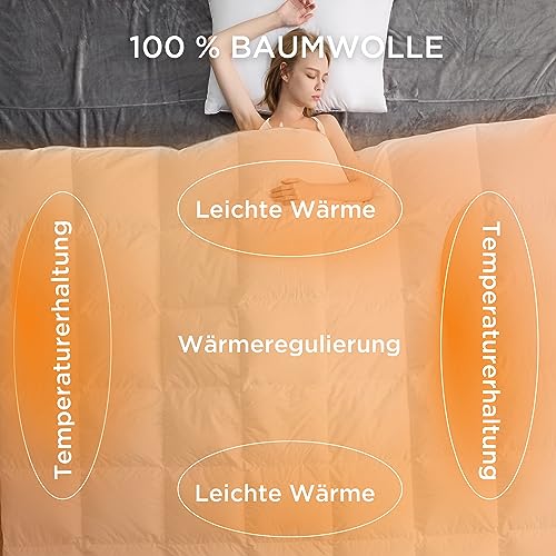 BEDSURE Daunendecke 135x200 Winter Bettdecke - Winterdecke aus 90% Daunen / 10% Federn Winterdecke aus 1180 gr. Dick Füllung, Extra Warm Federbettdecke für Einzelbett mit ÖKO-TEX