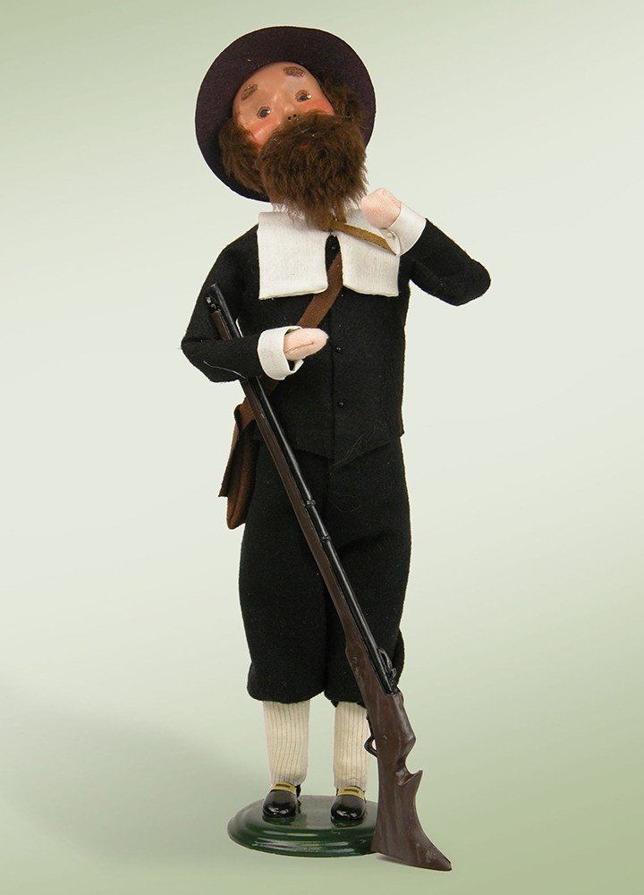 14.5" Black and White Colonial Pilgrim Man with Ri