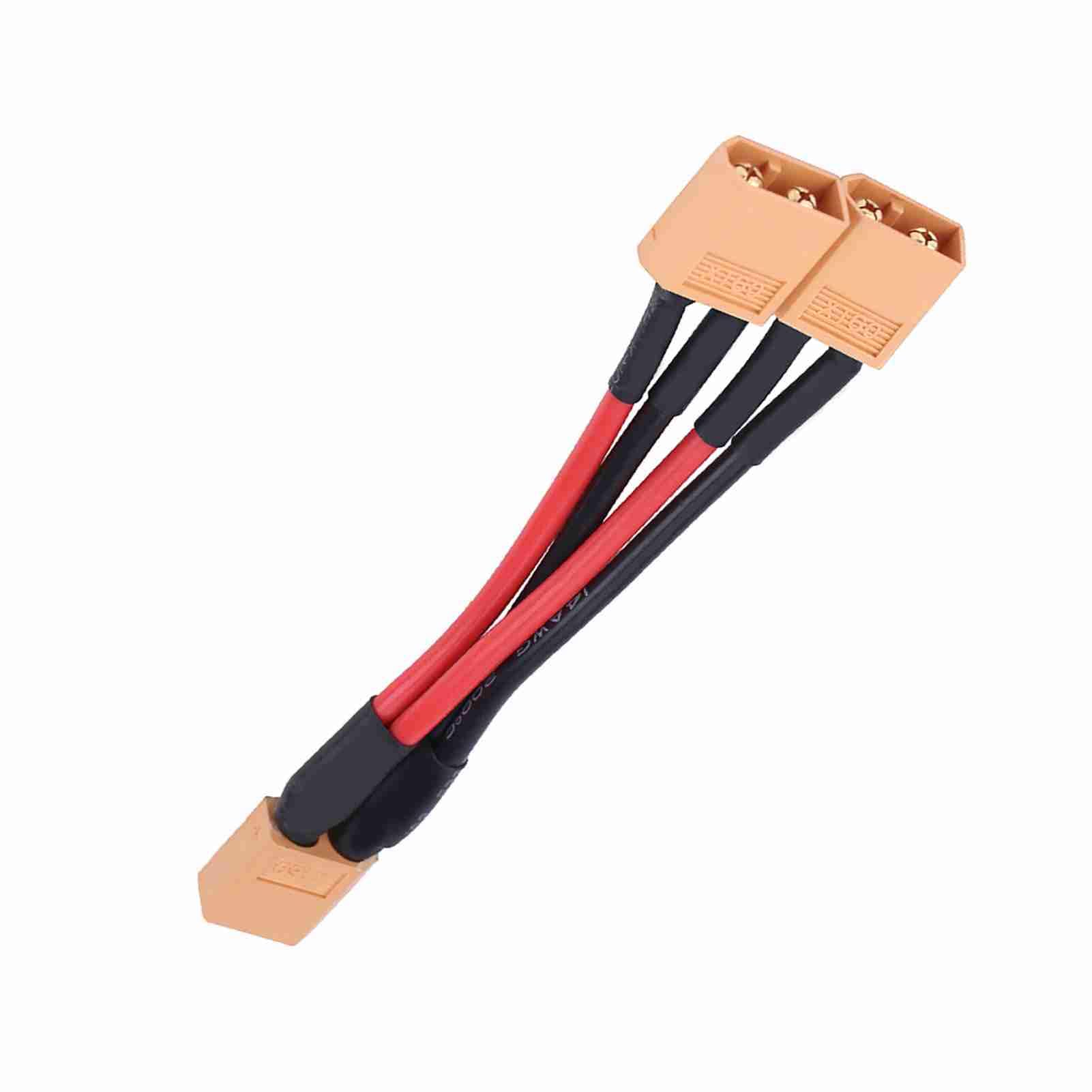 OVAQUIXI Parallel Adapter 14AWG Cable, Connect 2 Batteries in Parallel, Suitable for RC Lipo, Double Output Capacity (1 Male and 2 Female) (1 Female and 2 Male)