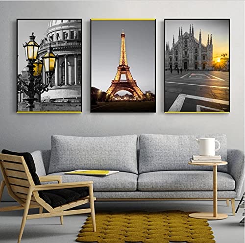 Tour Eiffel peintures sur toile pour habiller un grand mur de salon vide