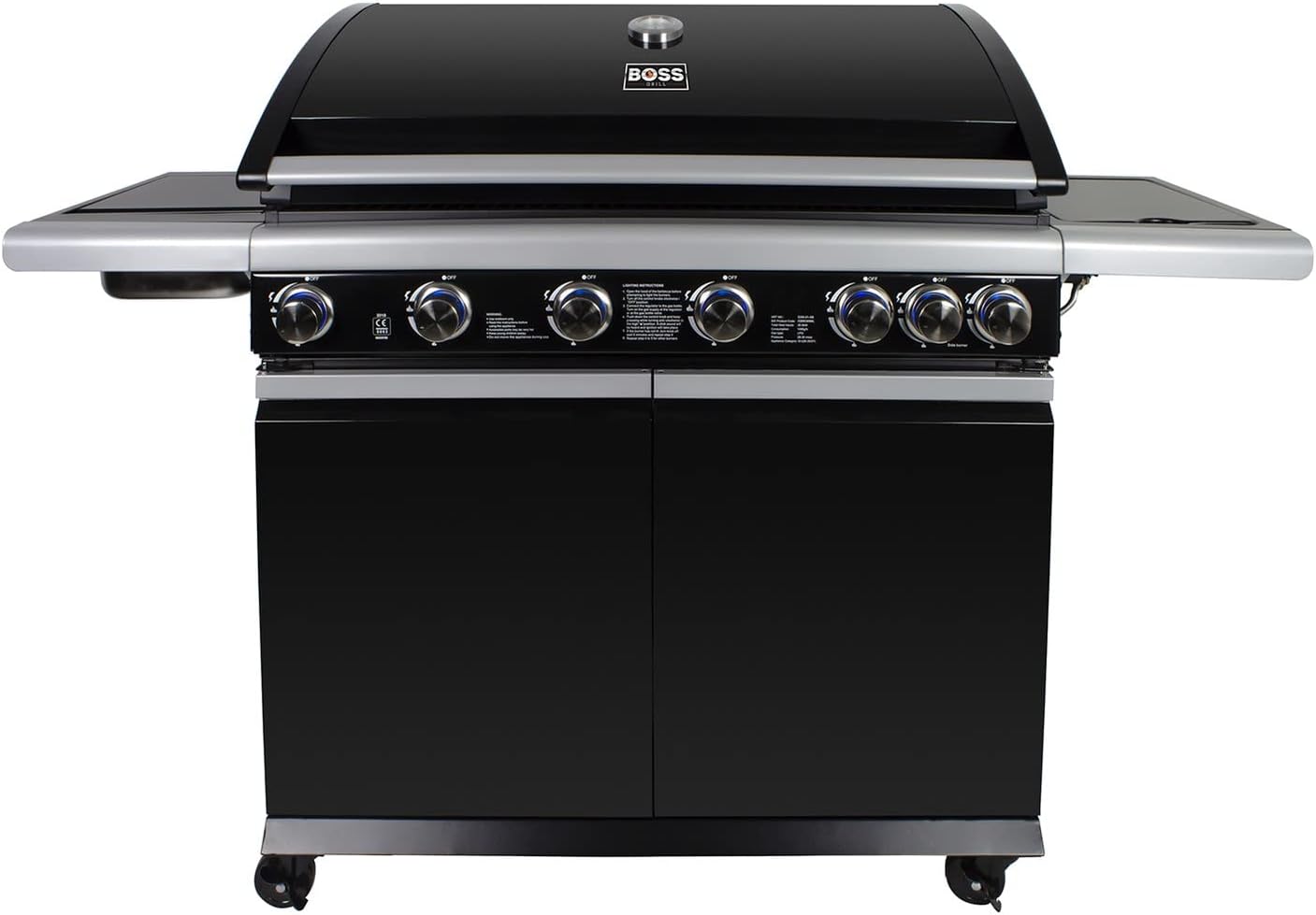 Boss Grill Alabama Elite - 6 Burner Gas BBQ Grill with Side Burner - Black