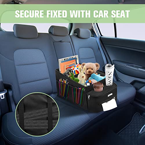 Image of FUNNy elf Passenger Seat Organizer, Collapsible Car Storage with Partitions & 4 Cup Holders for Front or Back Seat