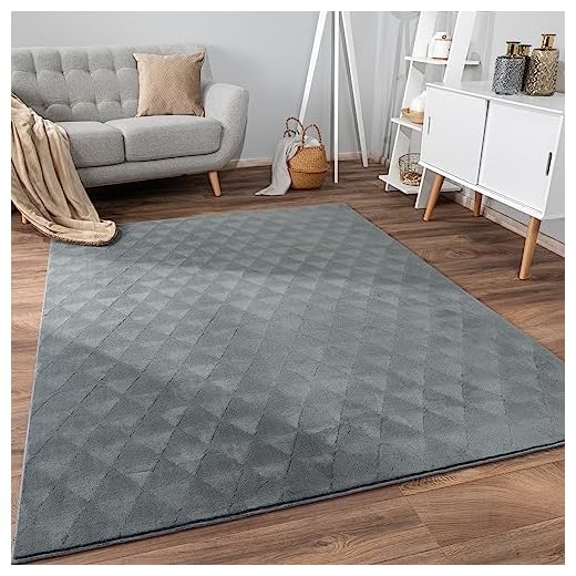 Paco Home Tapis Salon Chambre Adulte Poils Ras Motif Boho Motif Scandinave Antidérapant, Dimension:160x220 cm, Couleur:Anthracite 2