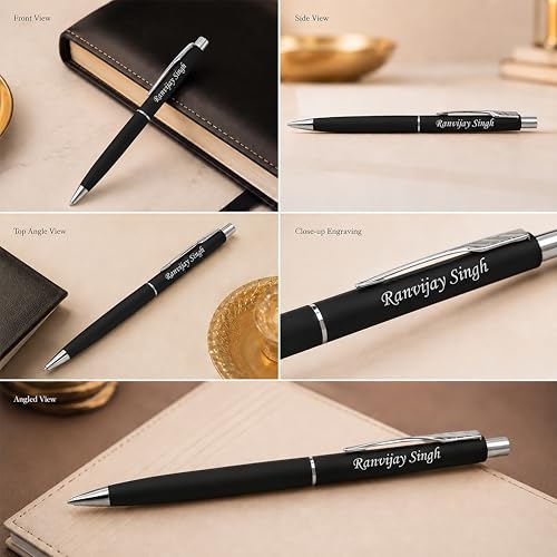 Image of SAVRI Personalized Parker Matte Black Ballpoint Pen | Customized Name Engraved Pen with Silver Clip | Smooth Blue Ink Writing | Ideal Gift for Birthdays, Anniversaries, Corporate Gifting