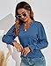 Romanstii Womens Casual Long Sleeve T-Shirts Ladie V-Neck Tunic Blouse Tops,Blue,M