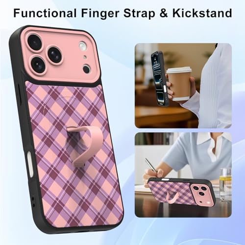 Coque iPhone 17 Pro Max béquille compatible Magsafe à carreaux mignon - 3