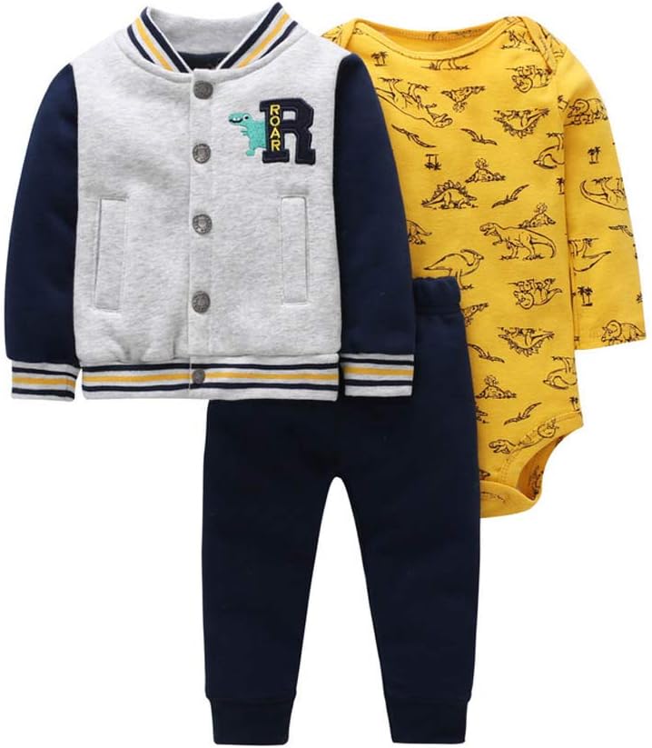 Baby Long Sleeve Hoodie + Bodysuit + Pants Trousers Newborn Girl Boy Autumn Winter Clothes Outfits 0-24 Months