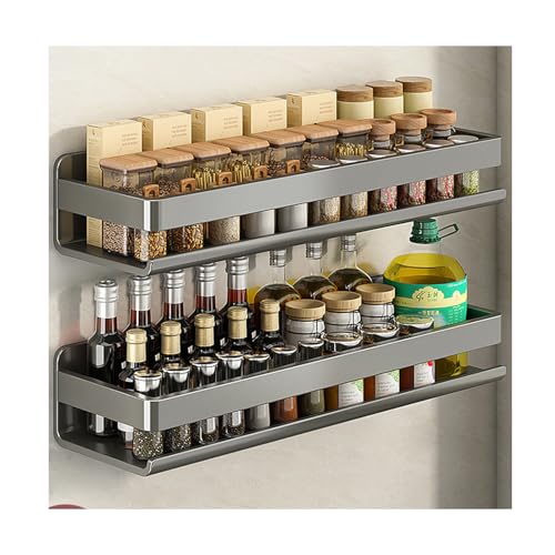 GAROEN Especiero de Pared para Cocina, Organizador de condimentos, estantes de baño, 2 Unidades, Gris, 30 cm (Gris A 50 cm)