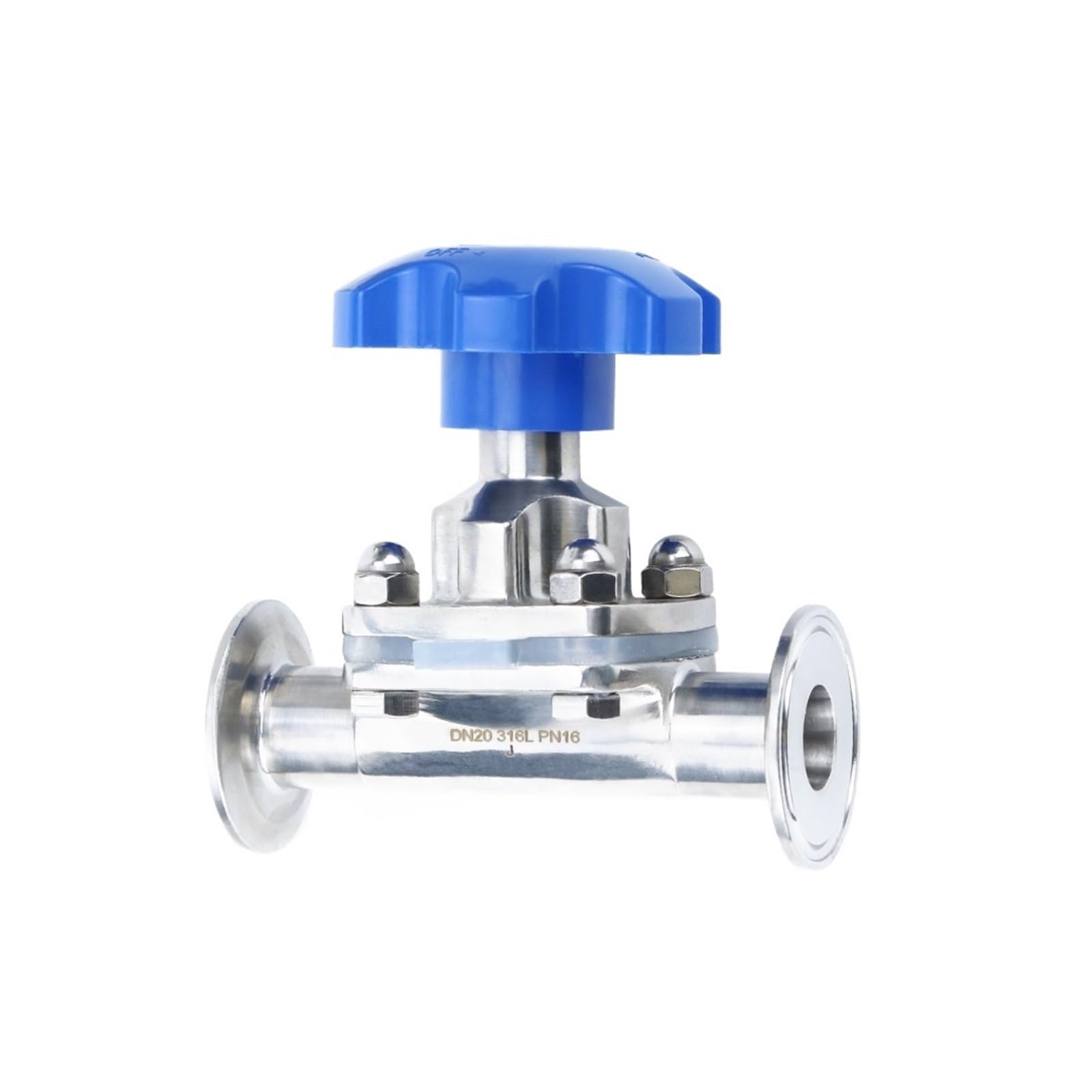 Vanne à membrane 316L avec virole Tri-Clamp de 50.5mm et poignée blanche
