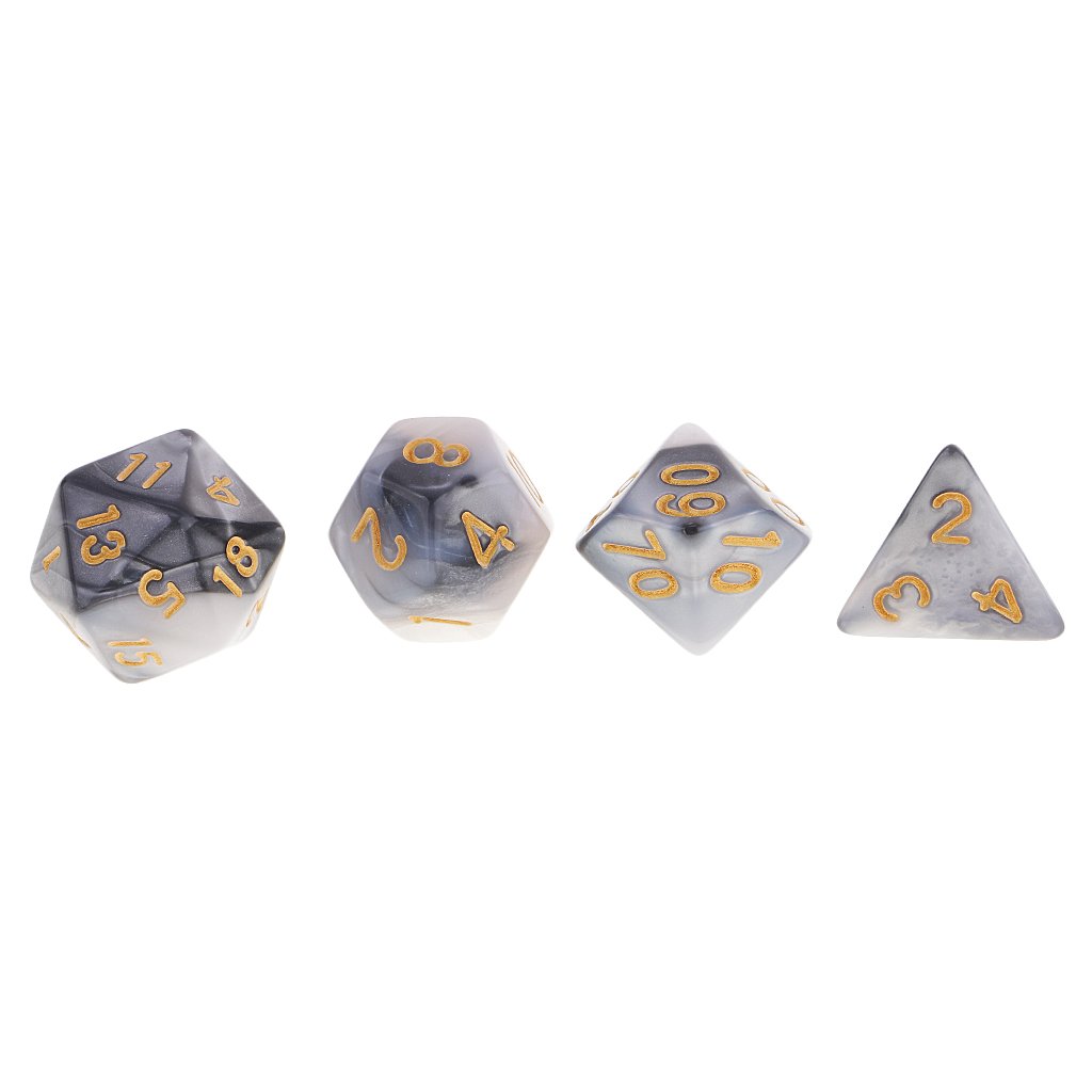 Segolike 7 Pieces Polyhedral Dice Set D20 D12 D10 D8 D6 D4 for Dungeons & Dragons RPG Board Game Party Supplies - Grey White - Image 4 thumbnail