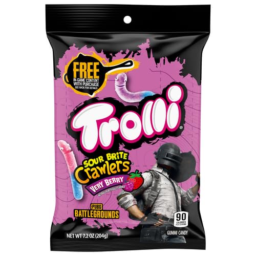 Image of Trolli Sour Gummy Worms, Very Berry, 7.2 Ounce, Pack of 4 | Sour Brite Crawlers
