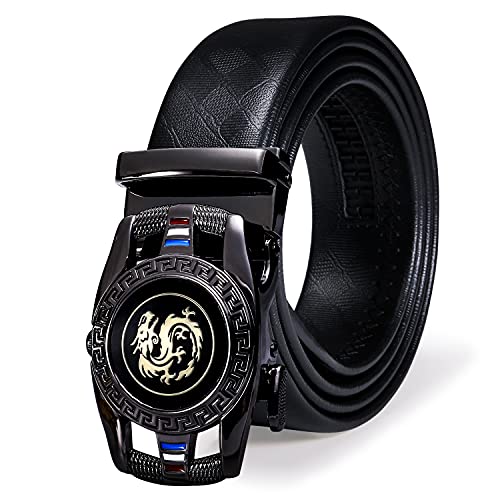 Image of Dubulle Designer Men's Belts, Ratchet Leather Sliding Buckle Dress Belt | 1 3 /8 inch(3.5cm) Genuine Leather Adjustable Strap, Automatic Ratcheting Buckles, Gift‑Boxed, Trim to Fit, for Business Casual