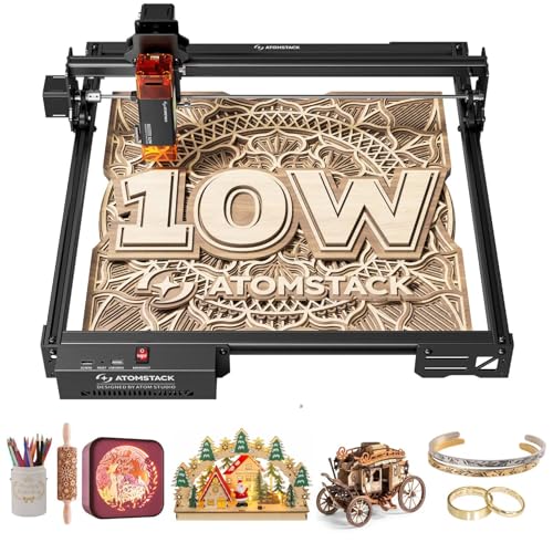 ATOMSTACK A10 PRO V2 10W Laser Engraver, 0.06mm High Accuracy Laser Cutter for Wood, Metal, Acrylic and Glass, Professional DIY Laser Engraving Machine with Eye Protection by ATOMSTACK - Used condition - US$173.37