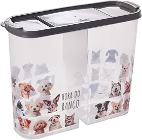 Porta Pote Ração 2,4kg Petisco Tampa Vedada Antiformiga, Plasútil Cor: Cinza
