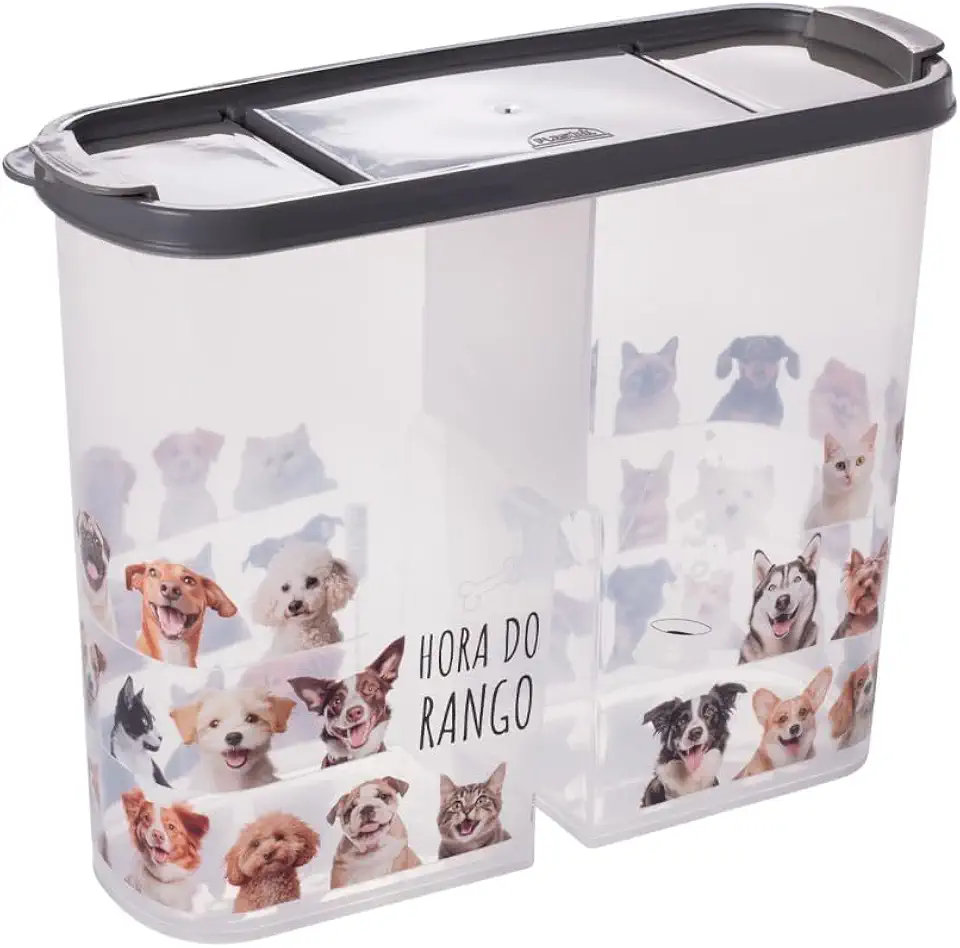 Porta Pote Ração 2,4kg Petisco Tampa Vedada Antiformiga, Plasútil Cor: Cinza