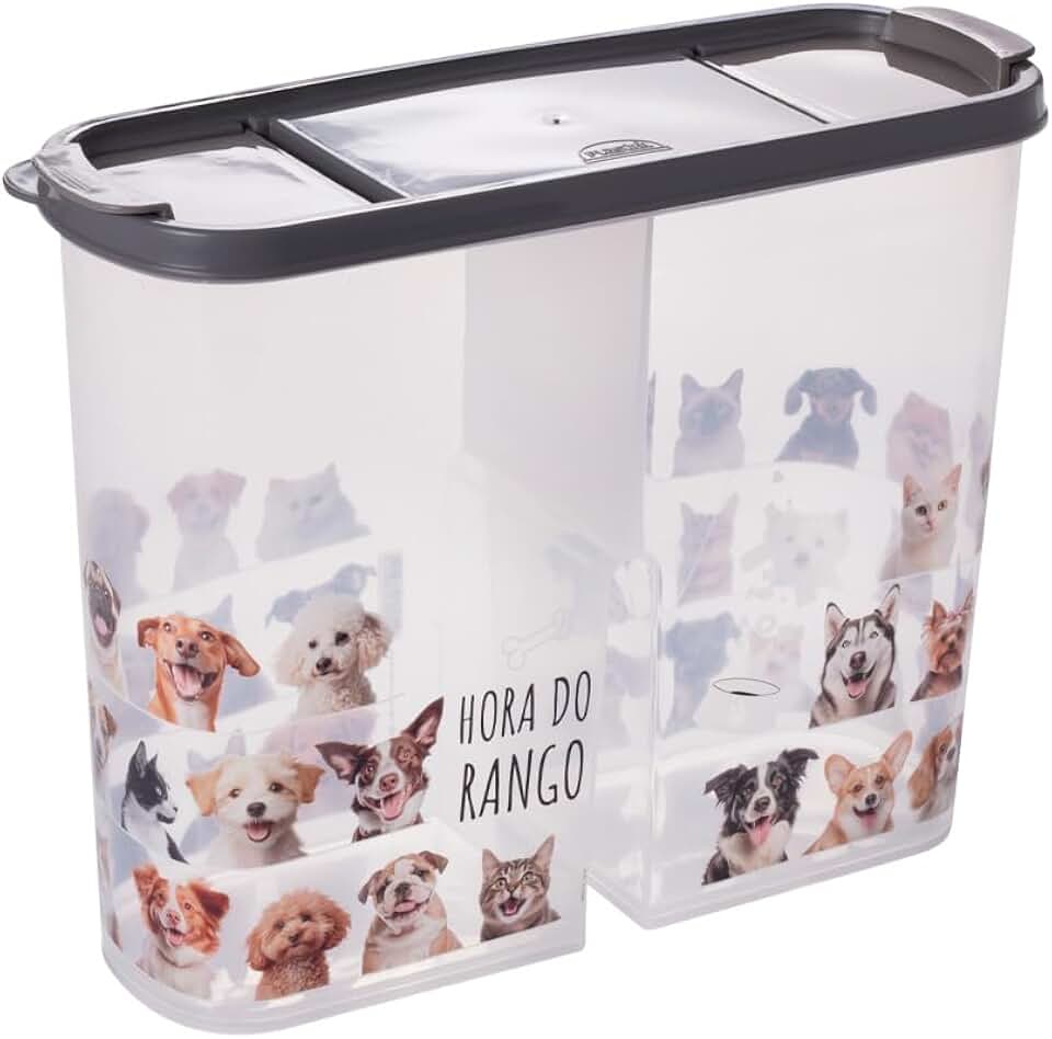 Porta Pote Ração 2,4kg Petisco Tampa Vedada Antiformiga, Plasútil Cor: Cinza