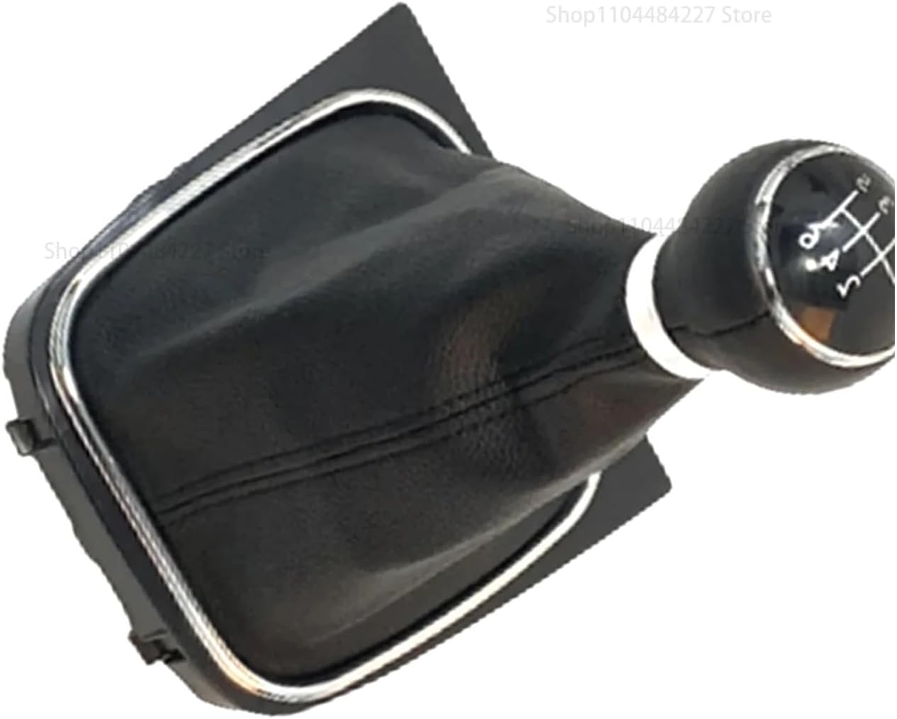 Gear Shift Knob with Leather Cuff Gearing Shifter Gearshift Fit for VW Fit for Golf 6 Fit for Jetta 5/6-Speed Manual Transmissi(5-Speed Manual)