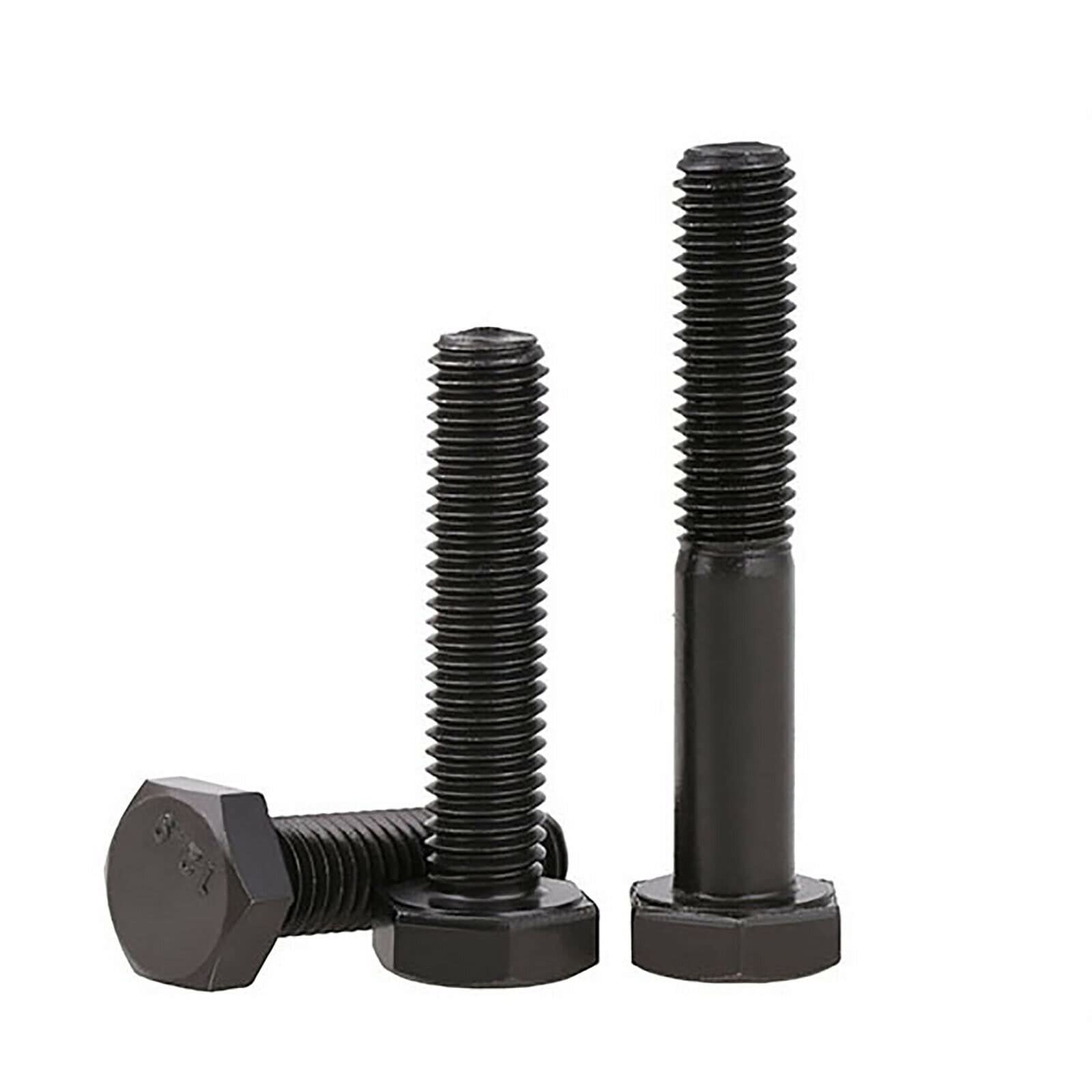 M6-M16 933 - Tornillos de cabeza hexagonal exterior de color negro, pernos hexagonales externos, acero de aleación de grado 12.9 de alta resistencia (55 mm, M16 (1 unidad)
