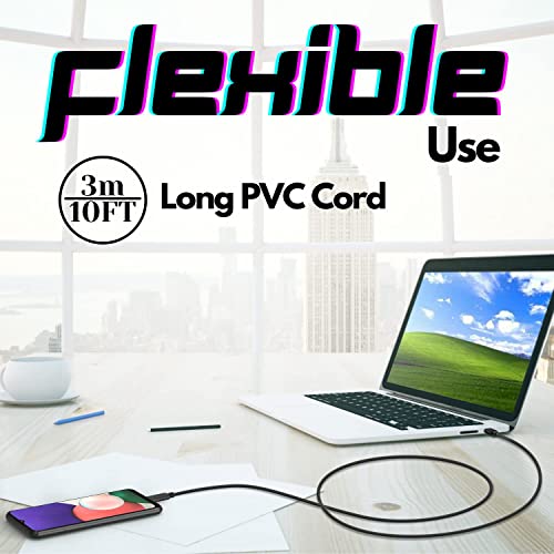 Cbus 10Ft Heavy-Duty Extra Long Charging Cable For Samsung Galaxy A02S, A03S, A12, A13, A32 5G, A33 5G, A42, A52, A71 5G, S22, S21 Fe 5G, S20 Fe 5G, Note20 Ultra, Xcover Pro #TOP3