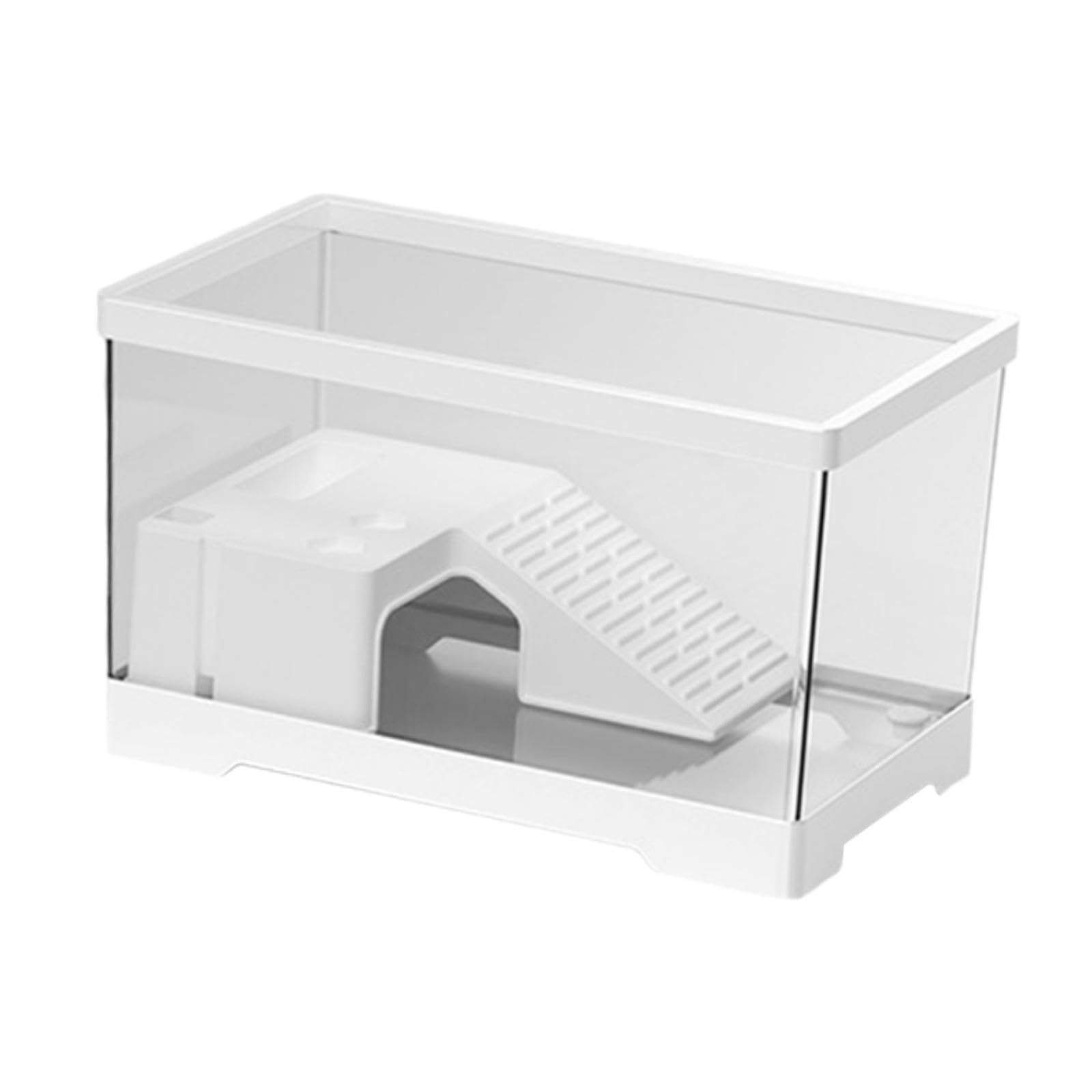 MYADDICTION Turtle Tank Bottom Drainage Terrapin Tortoise Enclosure Starter Indoor Decor Medium White-image-3