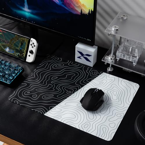 Image of XVX Glass Mousepad for Gaming, Topographic Hard Gaming Mouse pad, Professional Large Mouse Mat 410mm*310mm, Special Glass Surface with Improved Precision and Speed