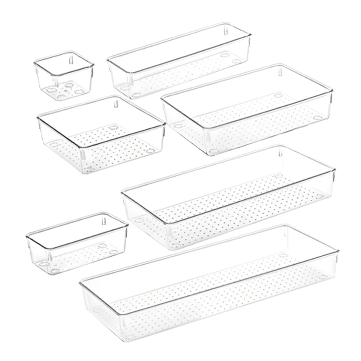 Sewroro Cajas de Almacenamiento Transparentes Bandejas Organizadoras para Maquillaje Joyas y Utensilios de Cocina para Baño y Escritorio