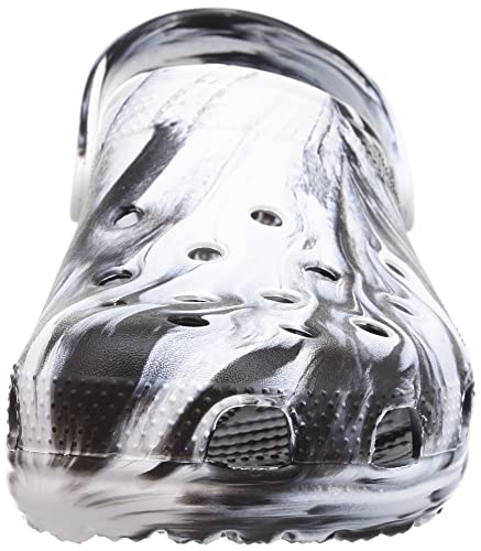 Crocs Unisex Classic Marbled Tie-Dye Clog, White/Black, 12 Men/14 Women #TOP1