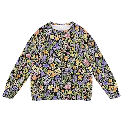 JUNZAN Flowers Orchid Lavender Hosta Black Kids Girls Hooded Sweatshirt Fleece Sweatshirts for Boys Sports 4T