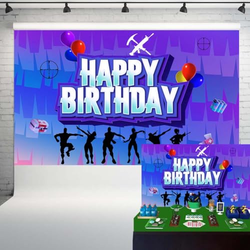 Video Game Birthday Party Backdrop Gaming Happy Birthday Background with Balloons Kids Party Decorations Banner 5x3 ft 3