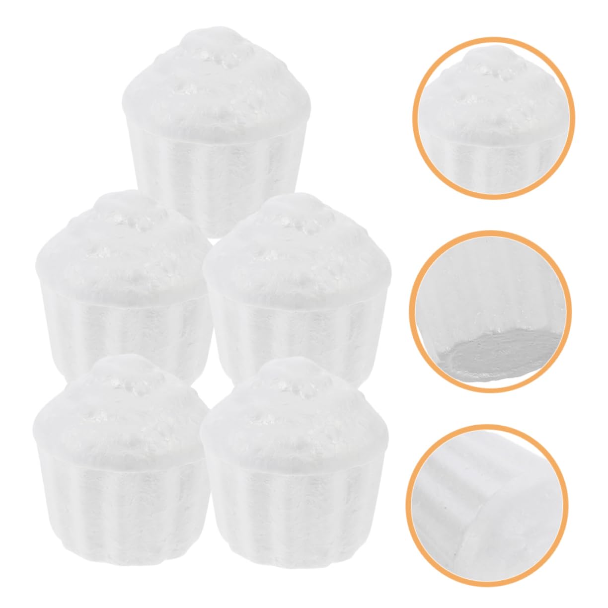 VICASKY Lot de 5 Modèles de Gâteau en Mousse Blanche Forme Cupcake pour Travaux Manuels et Accessoires D'entraînement Créatifs Faits Main