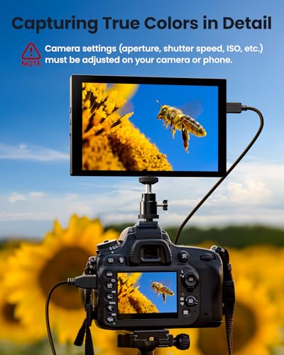 Image of Eyoyo 7-inch Camera Field Monitor: 1280x800 IPS Mini HDMI Video Monitors, Screen Mirroring for iPhone, Battery Powered Portable Monitor for DSLR Photography PC Computer Security Monitoring Raspbery Pi