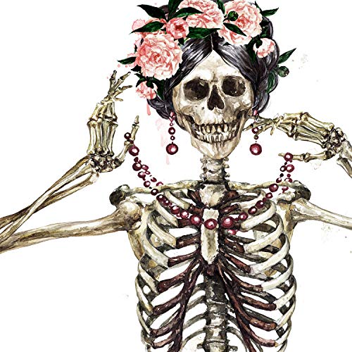 Nacnic Stampa Skeleton ragazza con i fiori. Poster...