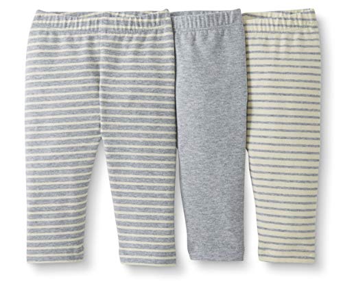 Moon and Back by Hanna Andersson Baby/Toddler Girls' 3-Pack Organic Cotton Legging, Gray, 6-12 months