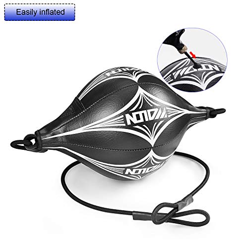 Double End Ball, Boxing Speed Ball Leather Boxing Ball With Pump Speed Dodge Ball Include 2Pcs Ring Locking For Gym Mma Boxing Sports Punch Bag (Black) #TOP4