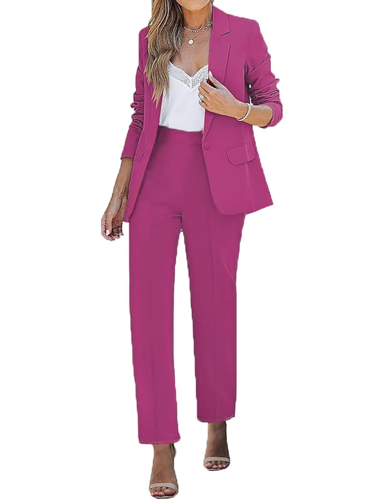 Womens Suits Blazer Sets 2 Piece Outfits Business Casual One Button Pants Suit for Women Dressy Pant Suits for Women