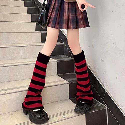 Image of WODECASA Girls Kawaii Leg Warmers Knitted Flared Leg Sleeves Goth Crochet Baggy Cuff Ankle Heap Socks