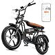 EVERCROSS EK30 Elektrofahrrad für Erwachsene, 20" x 4.0 Fette Reifen E Bike, bis zu 25KM/H & 55-100km Reichweite, 48V 15AH abnehmbare Batterie, 7-Gang, Berg Schnee Elektro Offroad Fahrrad
